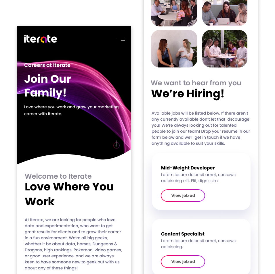new careers page mobile